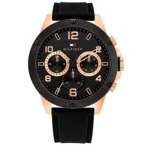 relógio tommy hilfiger masculino borracha preta 1792028